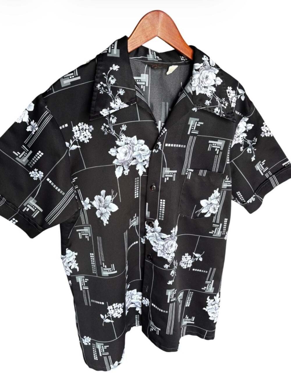 Vintage Mr. Jan California Floral and Geometric Print Button-Up Shirt